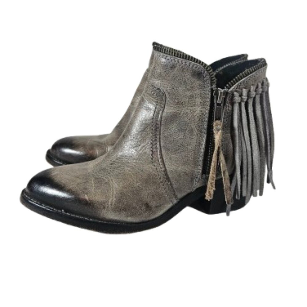 Circle G Gray Booties Women's Size 5 Fringe Zipper Closure